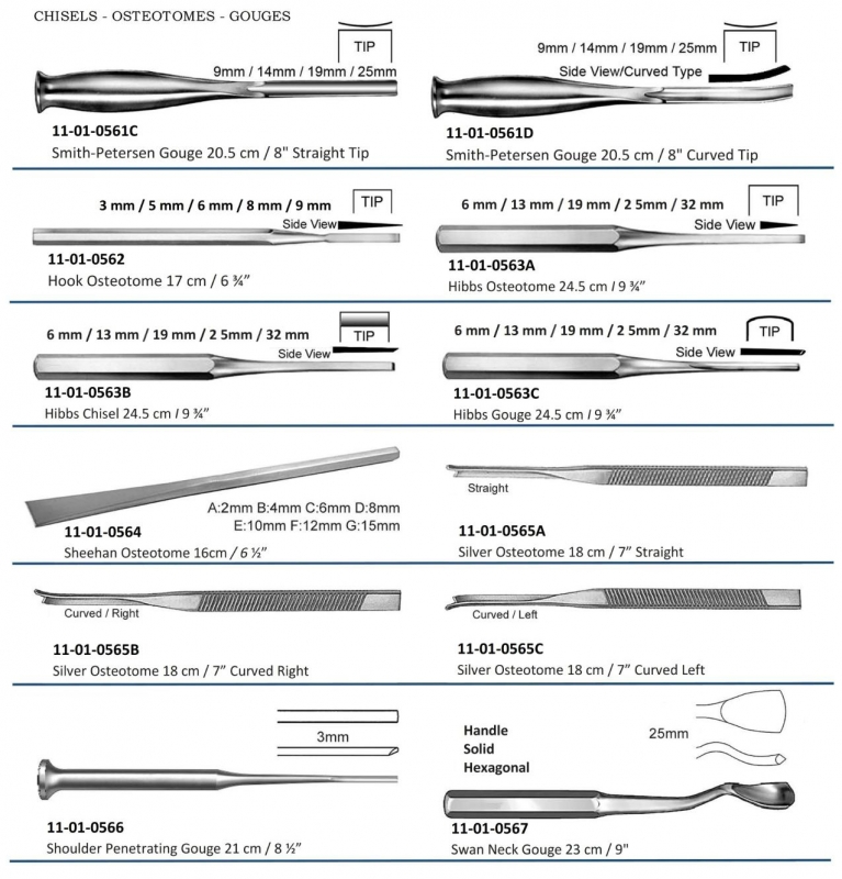 Chisels Osteotomes Gouges